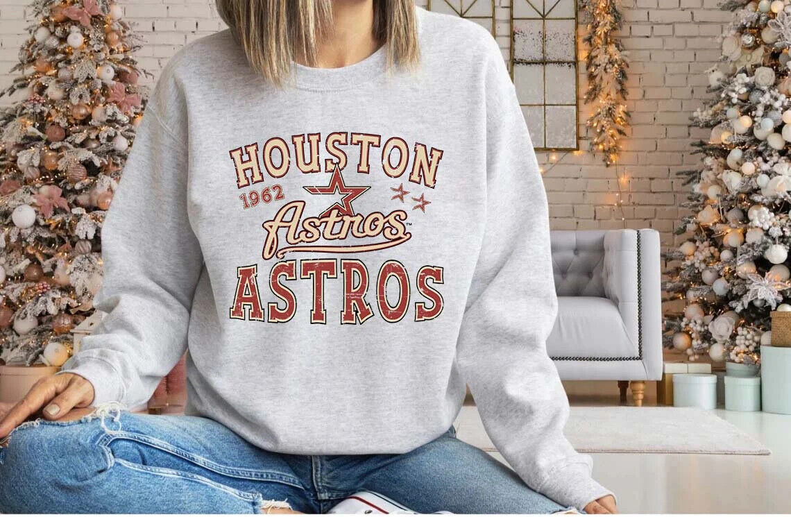 Vintage Houston Baseball Crewneck Sweatshirt Retro 90s Houston Astros Full Size Up To 5xl